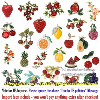 Broches de granada con diamantes de imitación fresa sandía prendedores frutas regalos hágalo usted mismo Foto 1 de 4