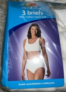 SZ 9 / 2XL Fruit of the Loom Women's Cotton BRIEFS 3 PK in White - Picture 1 of 4