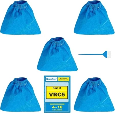 5 Pack VRC5 Filter Bags for Most Vacmaster 4 to 16 Gallon Wet/Dry Vacs - Image 1 of 4