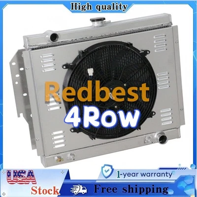 4 filas radiador + ventilador de cubierta compatible con Dodge D&W Ramcharger 1979-1993 100/150/250/350 V8 Foto 1 de 4