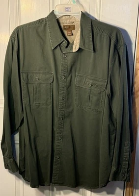 Camisa de manga larga con botones Glory descolorida para hombre talla 2XL verde oliva Foto 1 de 4