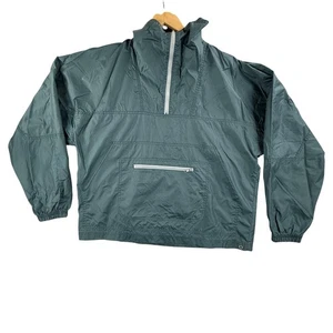 Jerzees Windbreaker Jacket Mens Medium Green Half Zip Anorak Nylon Pullover - Picture 1 of 14