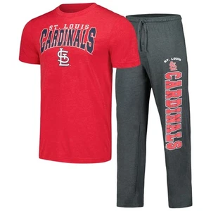 Men's Concepts Sport Charcoal/Red St. Louis Cardinals Meter Top & Pants Sleep - Picture 1 of 5