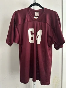 Vtg 90s Mesh Football SS Jersey #64 Burgundy/White Youth XL - Picture 1 of 5