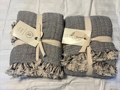 SET OF 2 Southern Living Simplicity Benton Euro Sham Grey Tan (2) - Image 1 of 4