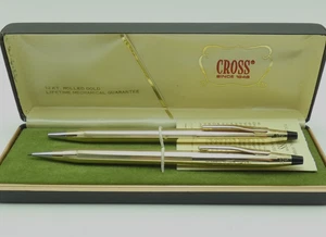 Cross Century 1/20 12K Rolled Gold Ballpoint Pen & Pencil, GT, "Volvo" *MINT* - Picture 1 of 14