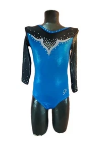 GK Elite Mädchen blau schillernd Langarm Wettkampf Trikot mit Kristallen CL - Bild 1 von 4