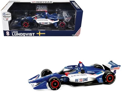 Coche modelo diecast Dallara IndyCar #8 Linus Lundqvist American Legion 1/18 2024 Foto 1 de 4