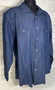 Camicia Wrangler taglio cowboy blu denim manica lunga scatto perla MS70119 XXL 2XL uomo - Foto 1 di 13