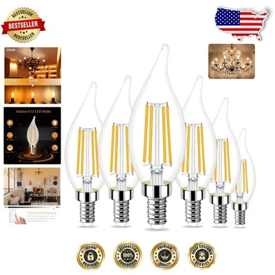 Flame Tip E12 LED Candelabra Bulbs Dimmable 3000K Warm White 60W Eq Pack 6 - Image 1 of 4