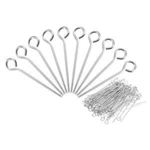 1000Pcs 304 Stainless Steel Jewelry Eye Pins 18mm 22 Gauge Silver Open Eye Pi... - Picture 1 of 5