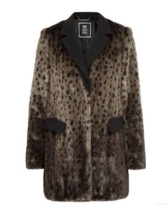 Cappotto pelliccia sintetica Juicy Couture M stampa leopardata grigio nero glam mob moglie Y2K giacca - Foto 1 di 13