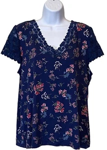 Nuevo con etiquetas Pijama Charter Club para mujer con ribete de encaje azul floral talla grande - Imagen 1 de 7