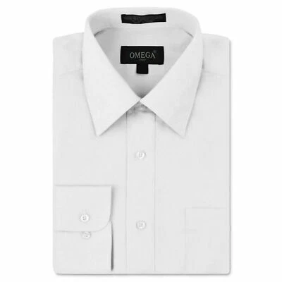 NOVA Camisa Social Masculina Omega Itália Manga Longa Cor Sólida Ajuste Regular 10 Cores - Imagem 1 de 2