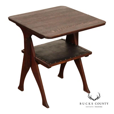 Sillón Metamórfico Inglés Artes y Manualidades Roble y Cuero Mesa de Juego Foto 1 de 4