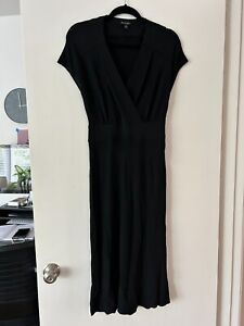 Lafayette 148 New York Black Maxi Dress V Neck Size 0 Flowy Viscose  