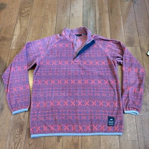 Mens Southern Marsh Monmouth Flurry Fair Isle 1/2 Zip Fleece Pullover Pink sz L - Picture 1 of 9