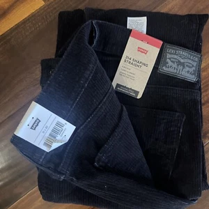 Levi’s 314 Shaping Straight Leg Black Corduroy Pants Ladies 31 X 30 NWT New - Picture 1 of 5