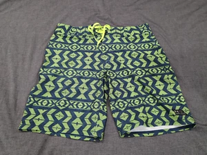 Under Armour Boardshorts Mens 36 Neon Yellow Blue HeatGear Loose Fit Tribal - Picture 1 of 12
