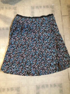 Christopher & Banks Women's Skirt Sz 14 Tan & Aqua Print Skirt No Slit Modest - Picture 1 of 3