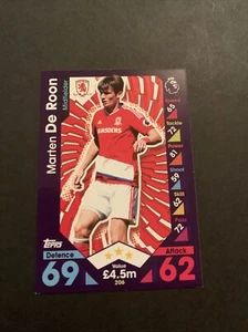 2016/17 Topps Match Attax Card Middlesbrough Marten De Roon #206 - Picture 1 of 2