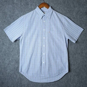 Camisa Polo Ralph Lauren Manga Corta Para Hombre Azul Mediana Calce Regular A Cuadros Jeans - Imagen 1 de 7