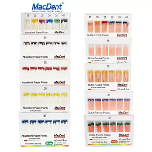 MacDent Dental Endodontic Gutta Percha Point & Absorbent Paper Obturation Points - Picture 1 of 34