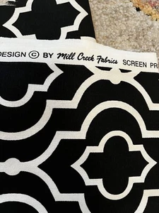 3 Yds Mill Creek Fabric Donetta Black/White Cotton Drapery Upholstery Free Ship - Picture 1 of 3