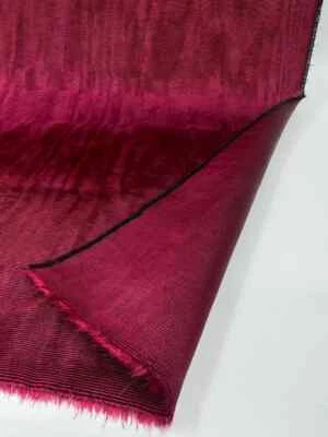 Burgundy Silk Moire By 2 Meters, Watermark Patterned Shantung. - Image 1 of 4