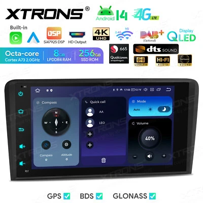 XTRONS Android 14 Autoradio 4G DTS DSP 8+256G GPS Navi Für Audi A3 8P 8P1 S3 RS3 - Bild 1 von 4