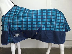 AXIOM 1800D BALLISTIC BLUE CHECK/NAVY 300g HORSE RUG - 6'0" - Picture 1 of 7