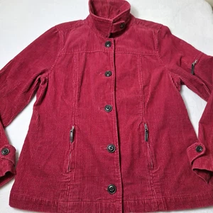 RELATIVITY Corduroy Chore Barn Coat Jacket Sz L Red Field Farm Multi Pockets - Picture 1 of 10