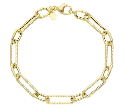 Armband Gelbgold 18K, Jersey Oval Paper Clip Von 6x10 Und 6x20 MM Liniert, 19CM - Bild 1 von 4