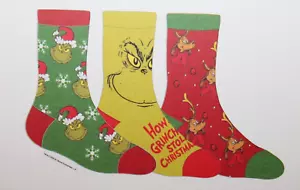 How the Grinch Stole Christmas Socks 3-Pairs Boxed Set Youth 5Y-7Y (Shoe 10-4) - Picture 1 of 4