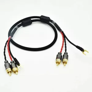 Hifi Audio Dual RCA Plug Cable Shielded Signal Line for LP Vinyl Player Amp - Picture 1 of 4