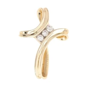 .13ctw Diamond Religious Infinity Loop Cross Pendant No Chain 14k Yellow Gold - Picture 1 of 5