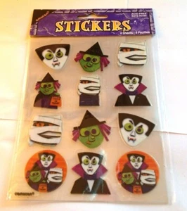 Amscan - 4 fogli di adesivi Halloween - Vampiri, mummie e streghe - Foto 1 di 2