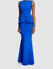 $1190 Chiara Boni Women's Blue Boat Neck Sleeveless Rowan Gown Dress Size 8