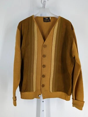 Cardigã Campus Vintage Anos 50 Anos 60 Mod Couro Camurça Painéis Malha Atômica L EUA MCM - Imagem 1 de 4