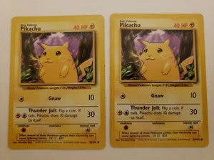 RARE SET OF 2 1999 Pikachu 58/102  Yellow Cheeks Base Set Non-Holo Card - Picture 1 of 12