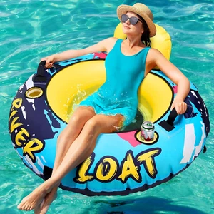 Heavy Duty River Tube with Canvas Cover 53'' Large Pool Floats Adult Inflatable - Picture 1 of 7
