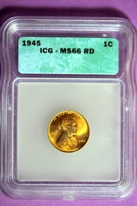 1945 - ICG MS66 RD LINCOLN CENT!! #B32298 - Picture 1 of 2