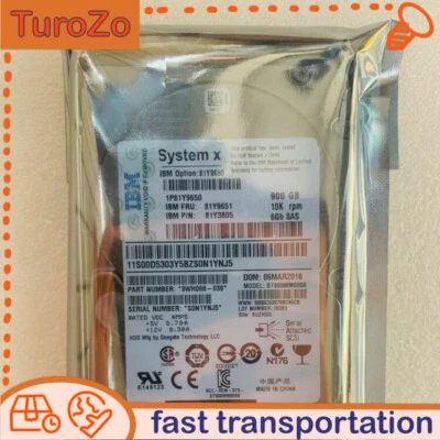 NEW IBM 81Y9650 81Y9651 81Y3805 900GB 10K 6G SFF SAS 2.5" HOT SWAP HARD DRIVEA - Image 1 of 4
