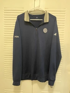 Adidas Herren 1/4 Zip Pullover Medium M Navy Blau Golf Logo PGA Tour Langarm - Bild 1 von 6