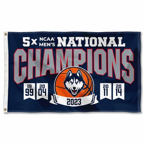 Connecticut Huskies UCONN 2023 and Five Time Basketball Champions 3x5 Flag Cover