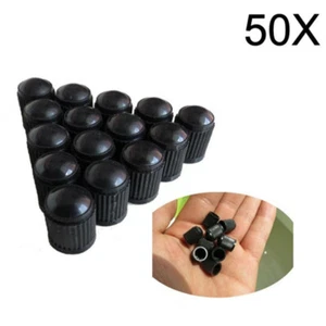 50 x Black Plastic Car Truck Auto Wheels Tire Valve Stem Cap Lid Air Dust .l8 - Picture 1 of 10