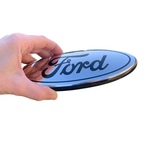 Ford Front Grille or Tailgate Emblem 7" Mirror Logo Chrome Edge Badge - Picture 1 of 4