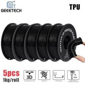 5KG Black TPU Geetech 3D Printer Filament 1.75mm Soft Elasticity Consumables - Picture 1 of 9