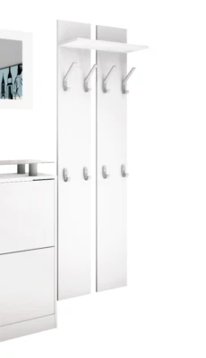 Wandgarderobe 160cm Weiß Garderobenpaneel Haken Regal Flur Garderobe FINN - Bild 1 von 3