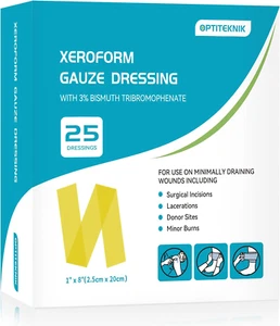 Xeroform Petrolatum Dressing 1"X8" Pack of 25, Non-Adherent Occlusive Fine Mesh - Picture 1 of 12